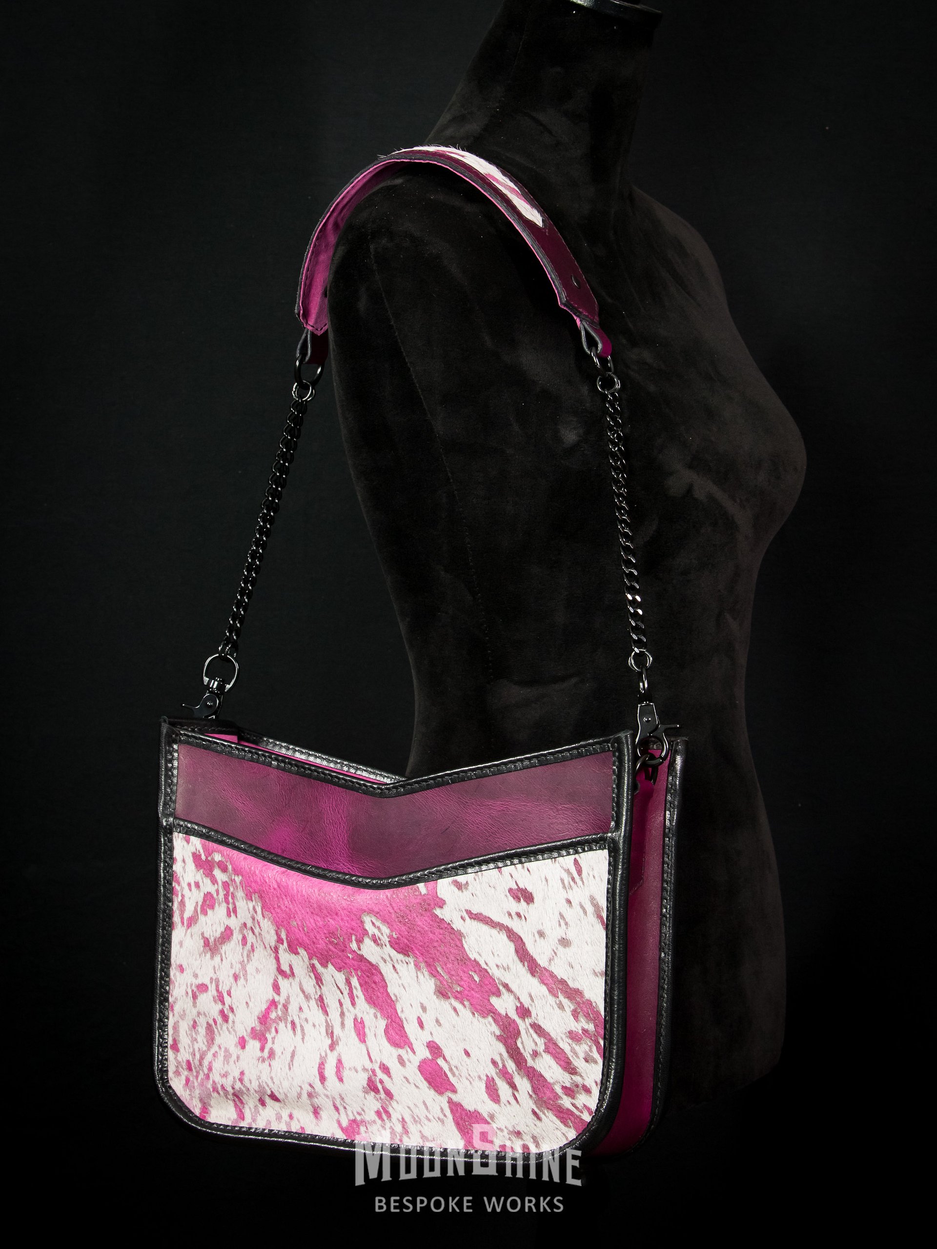 Pink Acid Wash Hair-On Cowhide Shoulder Bag product image (6)