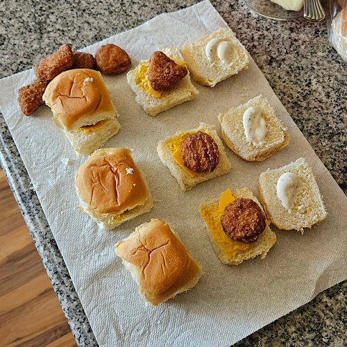 Chicken nugget sliders.. I got my nuggets from Wendy's but you can use the ones you want.