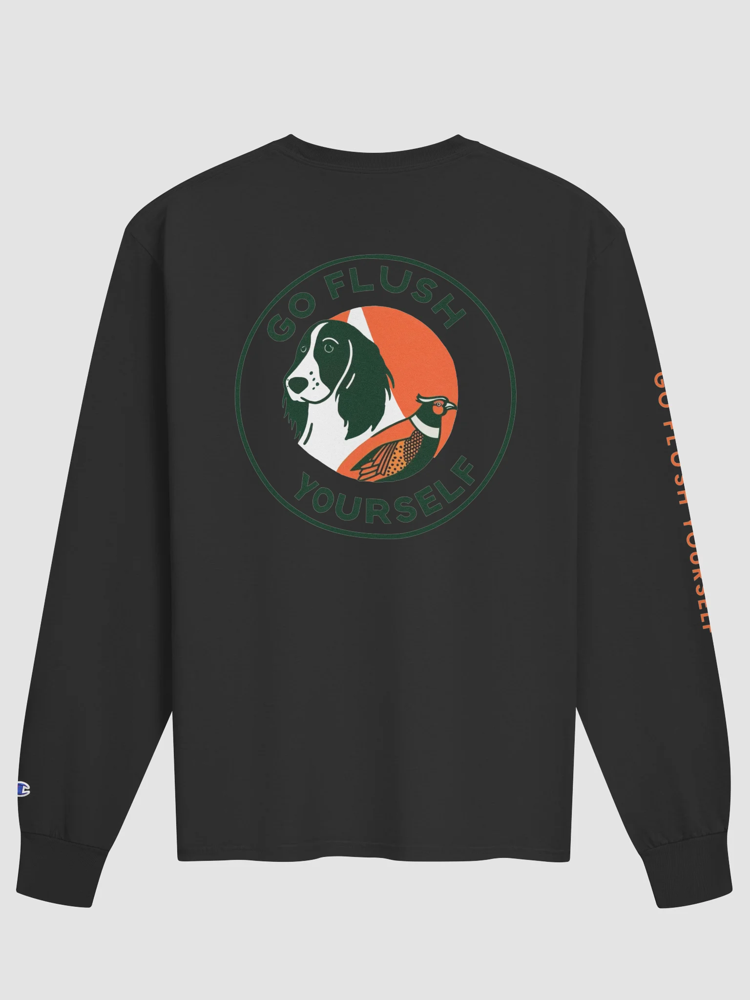 Go Flush Yourself Champion Long Sleeve Tee (dark mode) product image (2)