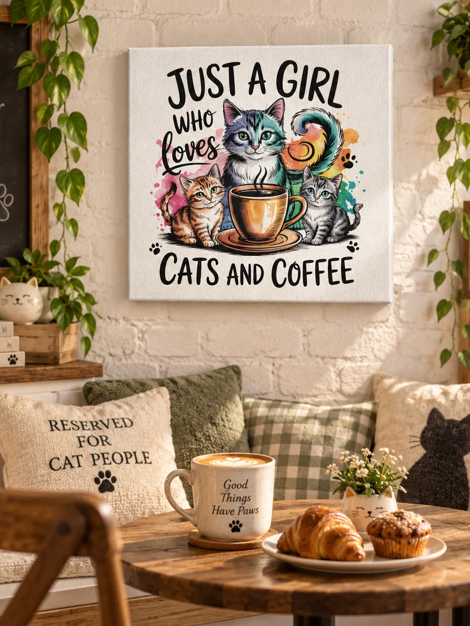 Just a Girl Who Loves Cats & Coffee Canvas product image (4)