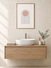 Dusty Blue Line Arch Print | Peach Bathroom Wall Art