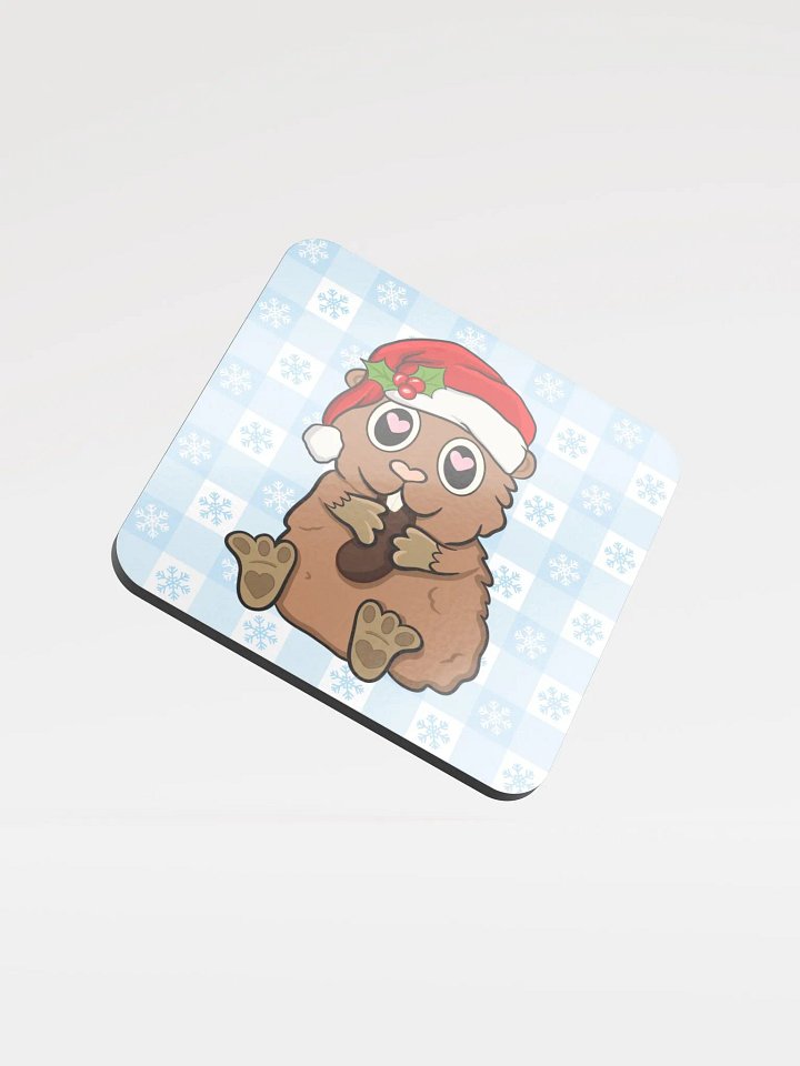 Christmas Guinea Pig Coaster (On Blue) product image (1)