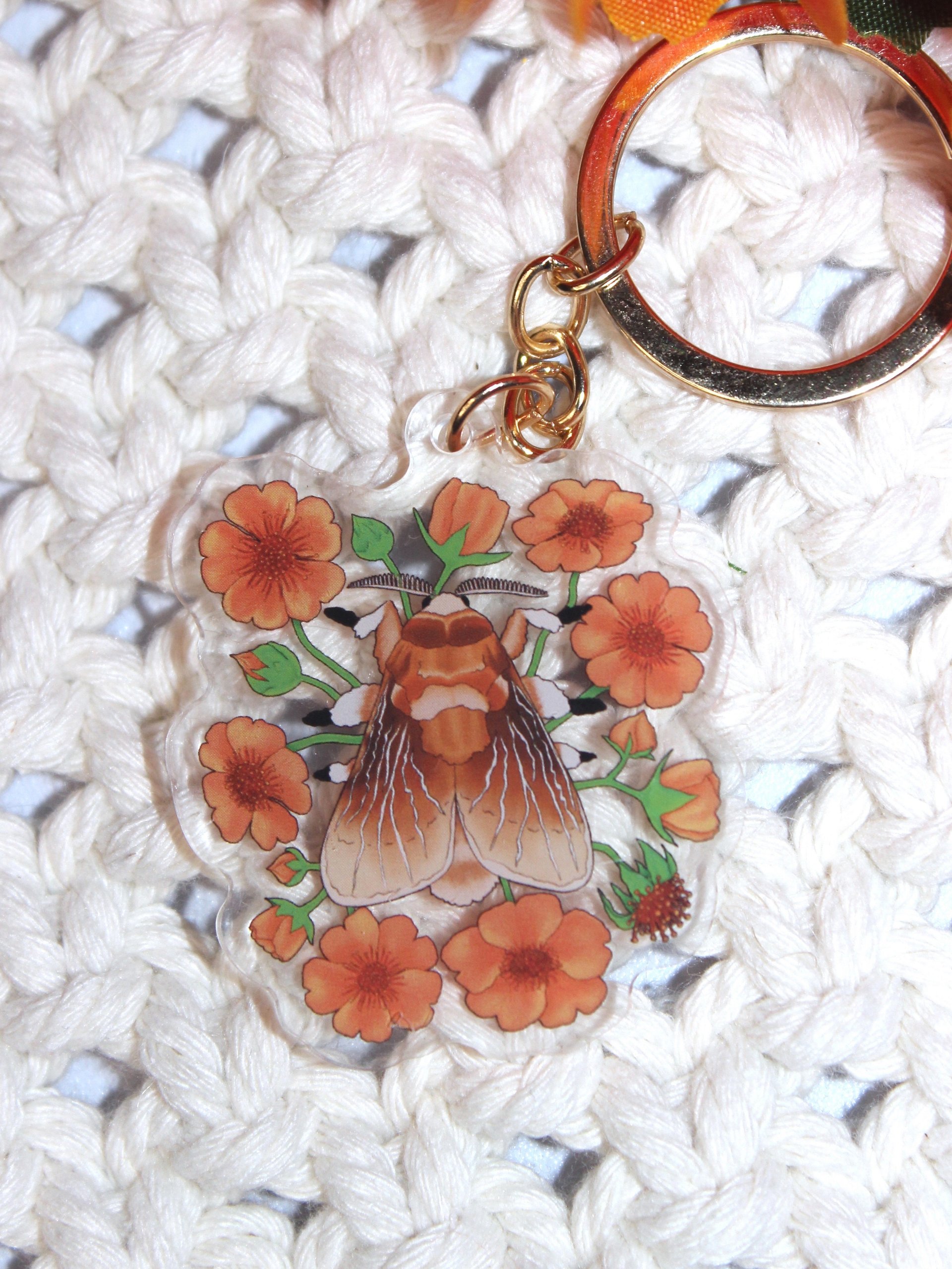 Floral Southern Flannel Moth Acrylic Keychain product image (2)