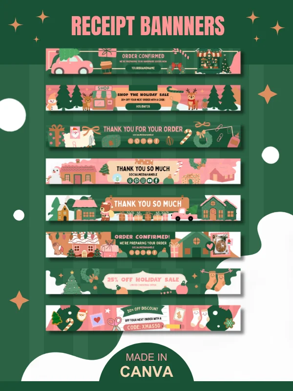 Coquette Christmas Etsy Receipt Banner Template product image (1)