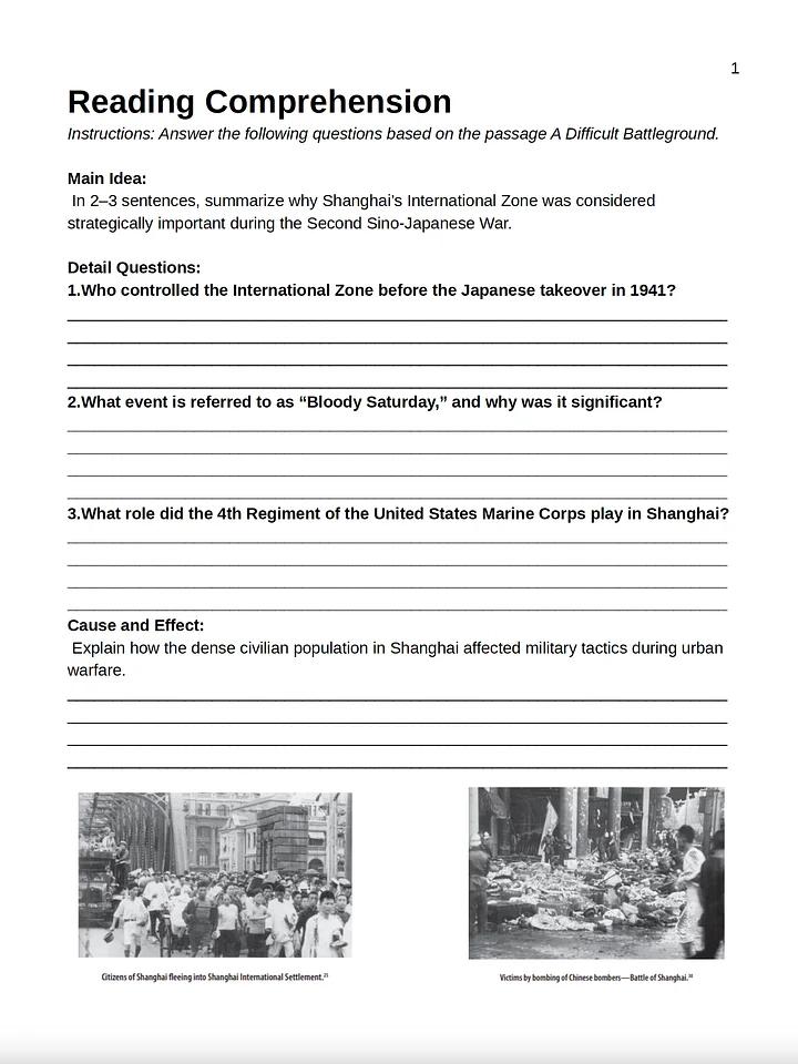 Shanghai's International Zone ELA Workbook product image (2)
