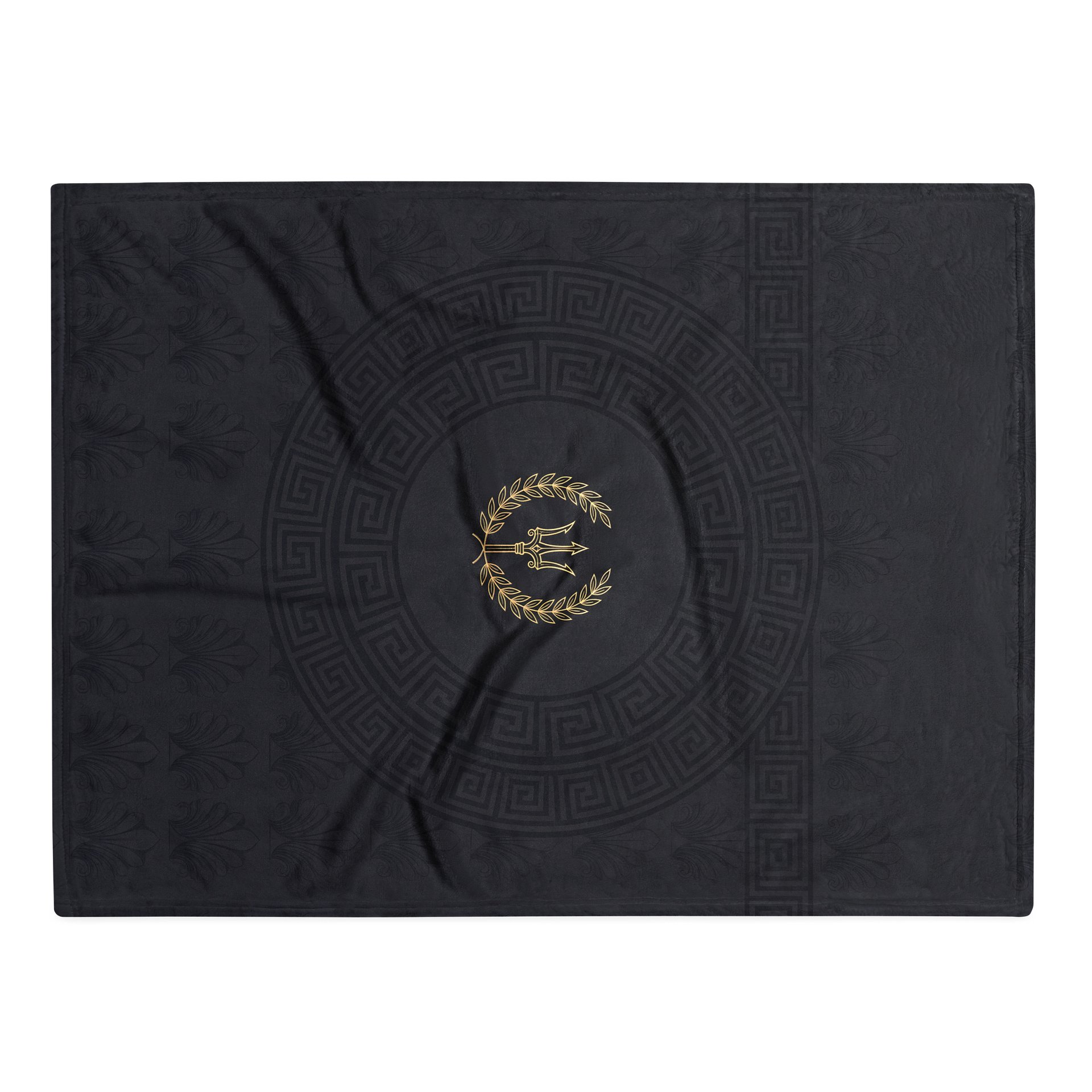 Greek Mythology Trident Emblem Luxury Throw — Midnight Black & Gold product image (4)