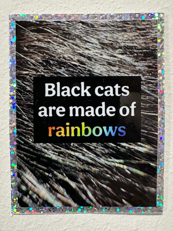 Black Cats Are Made of Rainbows sparkly sticker product image (1)