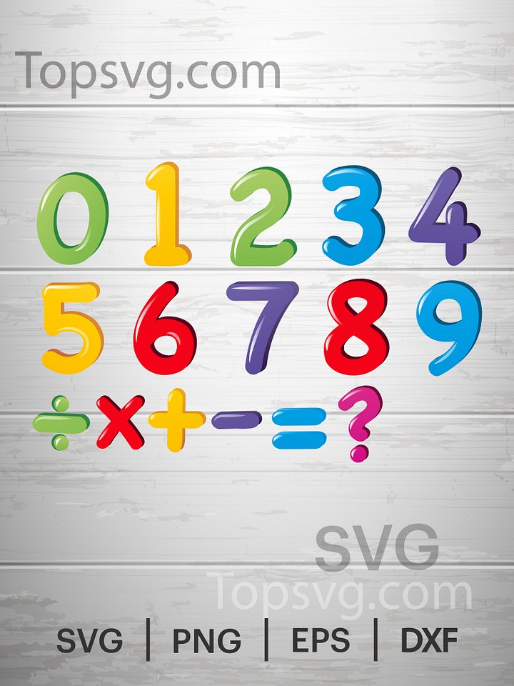 Numbers SVG, Number 1 SVG, Vector, kid number set, real numbers, preschool, children, math symbols, kids Shirt numbers, Cricut Cutting File. product image (1)