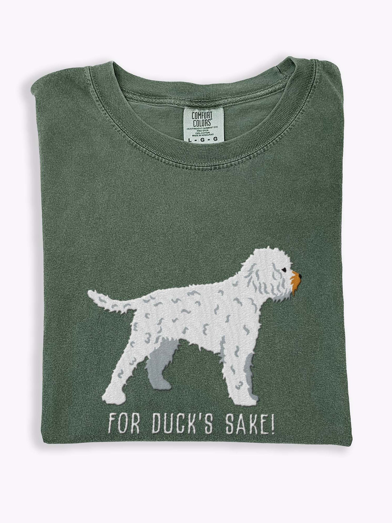 For Duck's Sake! T-Shirt(Embroidered) of a Lagotto Romagnolo(White) product image (1)