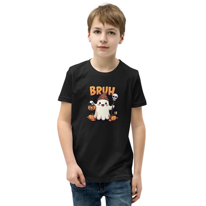Spooky Ghost Bruh Halloween Youth T-Shirt product image (1)