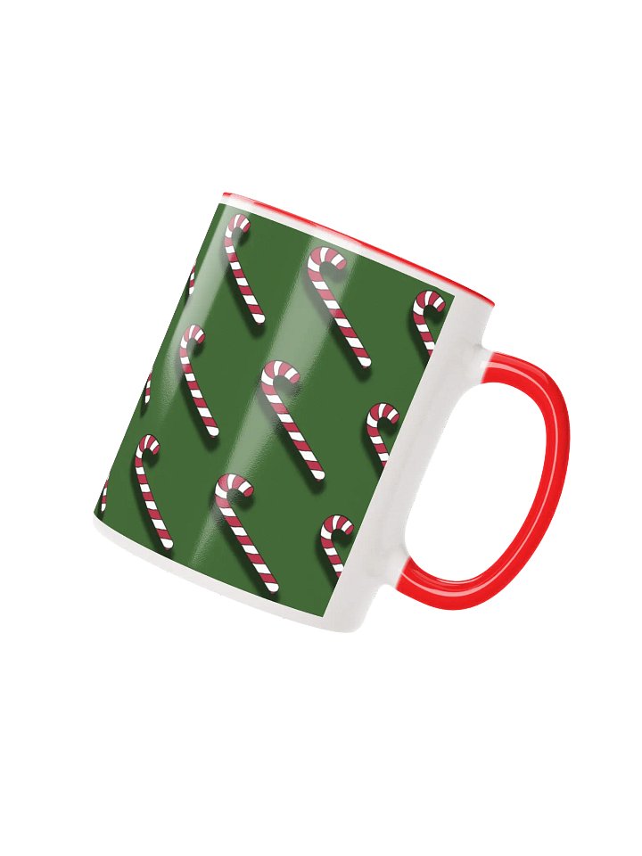 Red and White Candy Canes on Solid Green Ceramic Mug product image (27)