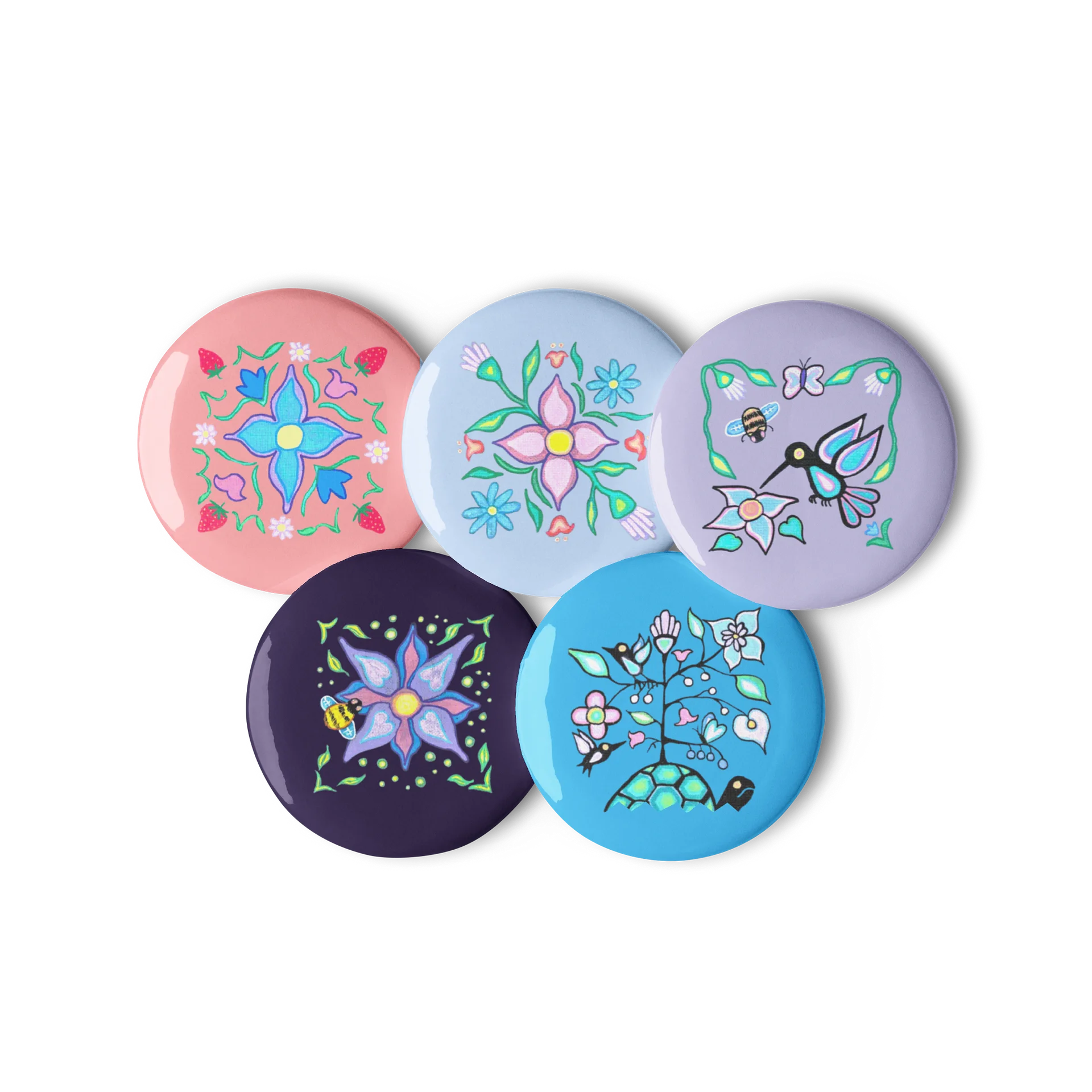 “woodland pixels” set of 5 buttons product image (2)
