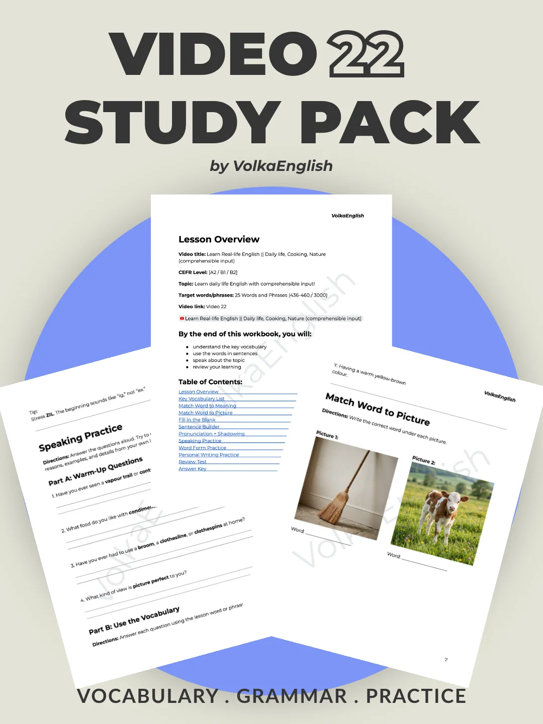 Learn Real-life English || Daily life, Cooking, Nature (comprehensible input) - Video 22 Study Pack product image (1)