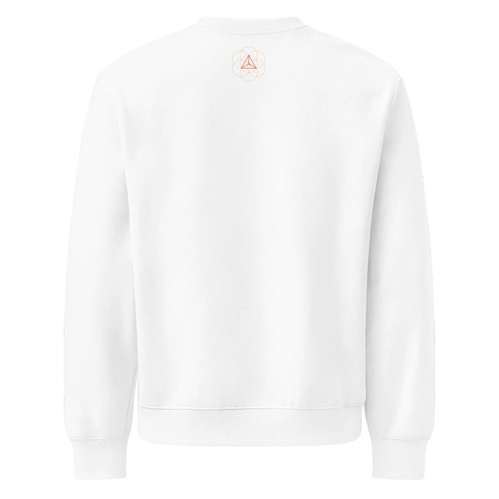 White Sweater – Red-Orange Tetrahedron (Centered Front & Upper Back Print) product image (2)