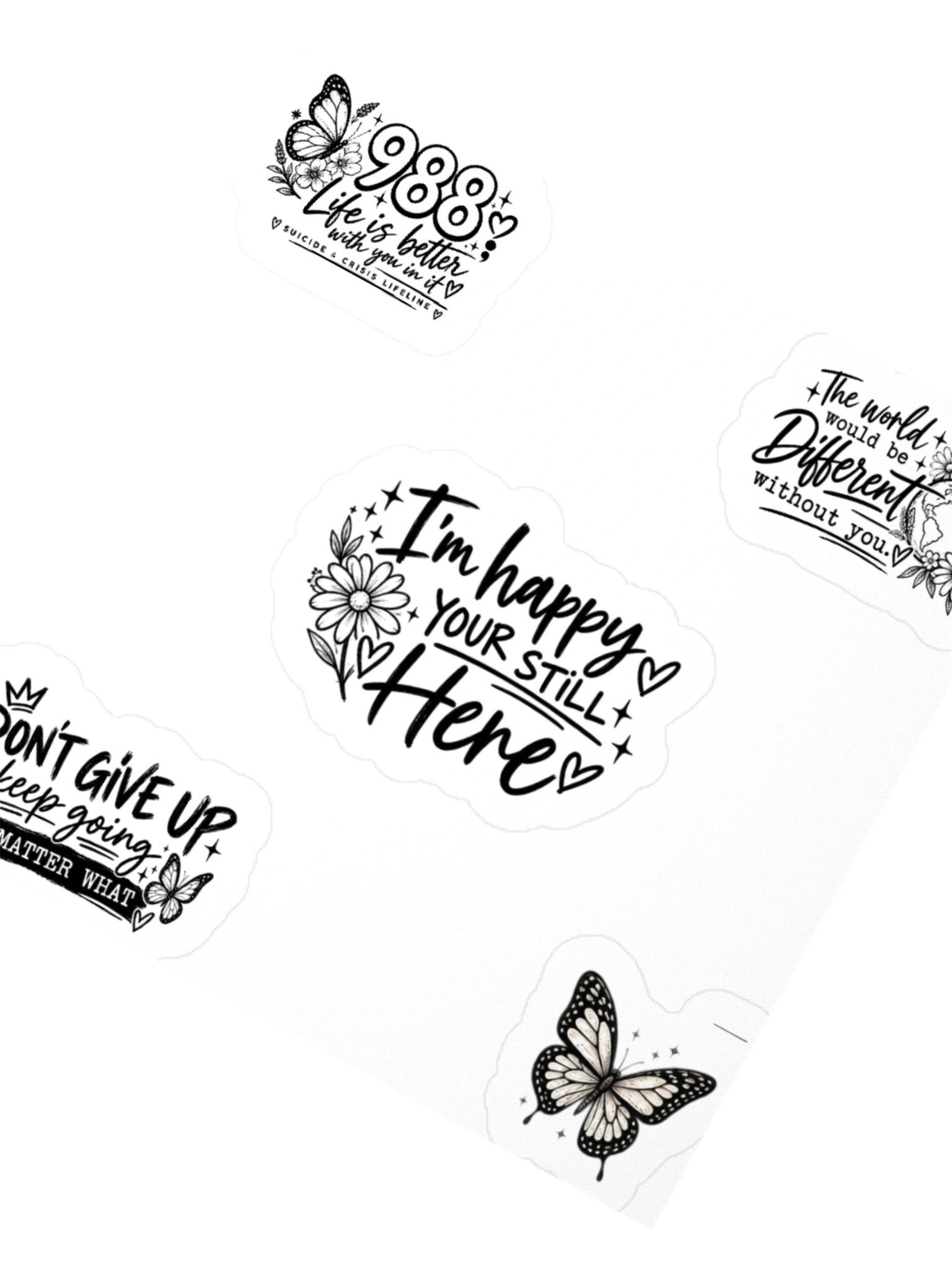 You Matter Mental Health Sticker Collection | Black & White Edition product image (2)