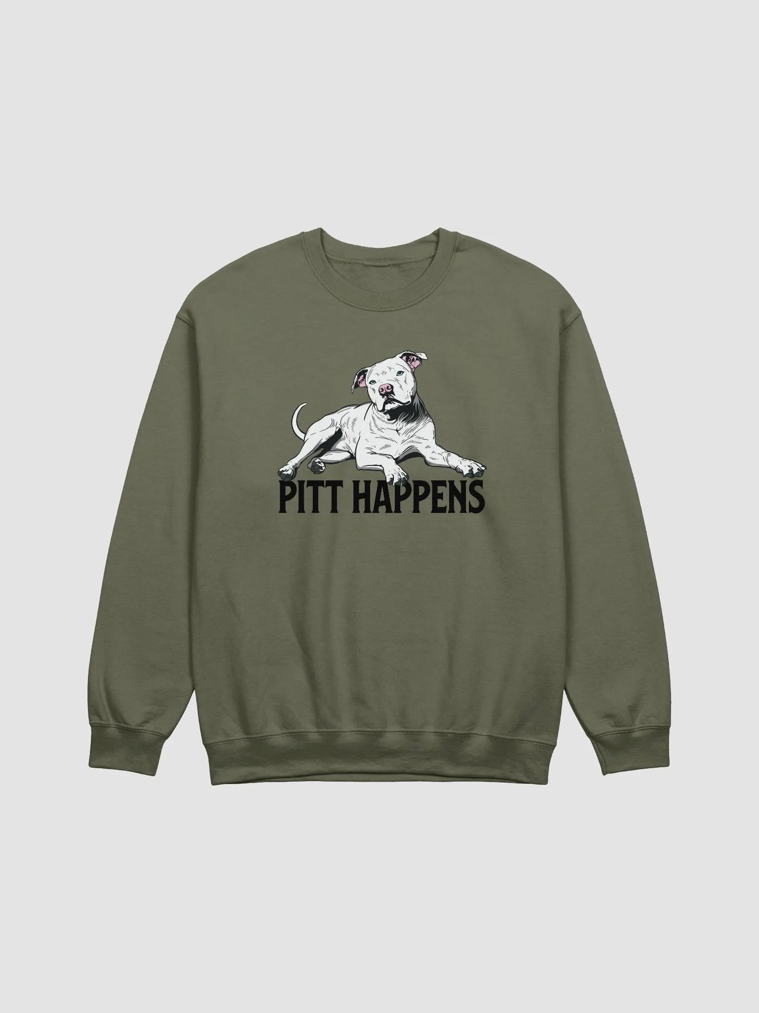 Pitt Happens Sweatshirt of a Pitbull Terrier(White) | Funny Shirt for Pittie and Staffy Paw-rents product image (1)