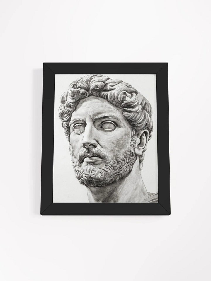 Cultural Vanguard: Emperor Hadrian — Charcoal Portrait Art Print (8×10) | Ancient Rome Classical Wall Art | Minimalist Black & White product image (2)