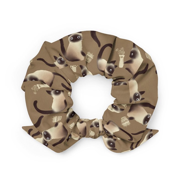 Siamese Cats Knocking Stuff Over Patterned Scrunchie product image (2)
