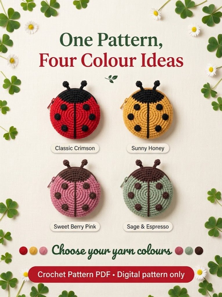 Ladybug Coin Pouch Crochet Pattern PDF – Zippered Change Purse product image (3)