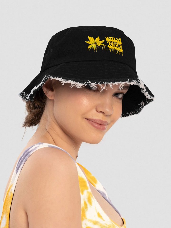 Amai2624 Wax Drip Embroidered Distressed Bucket Hat product image (8)