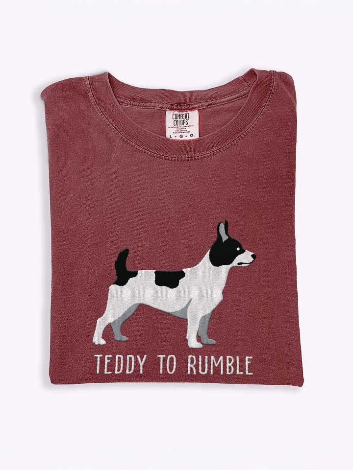 Teddy to Rumble T-Shirt(Embroidered) of a Teddy Roosevelt Terrier(Black & White) product image (1)