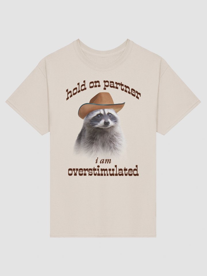 Hold On Partner I'm Overstimulated - Raccoon T-shirt product image (2)