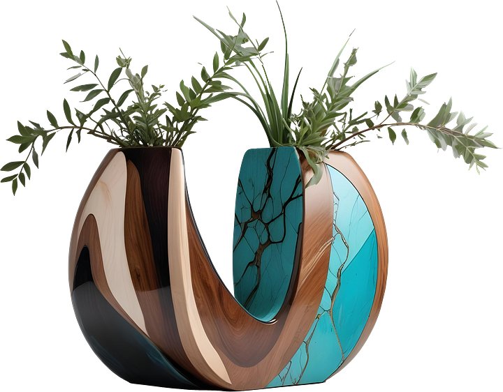 Song of the Waves – Art Deco Vase Arrangement PNG product image (1)