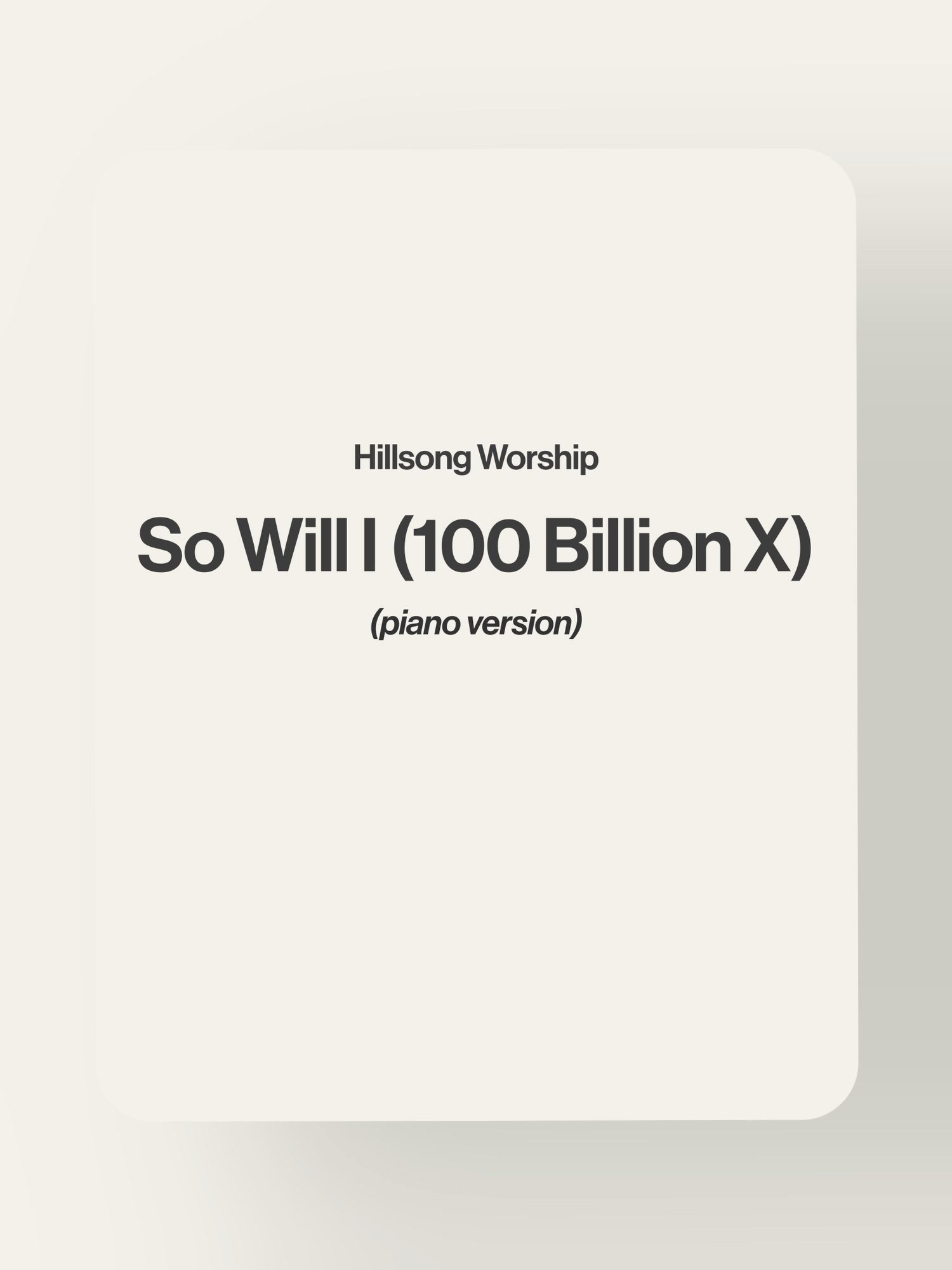 So Will I (100 Billion X) - Hillsong Worship product image (1)