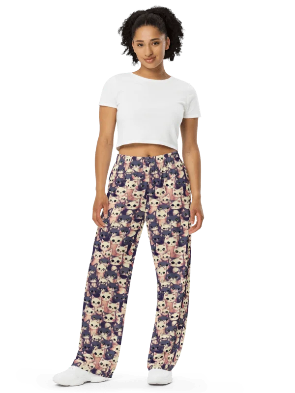 Whiskered Dreams Cozy Wide-Leg Pants product image (3)