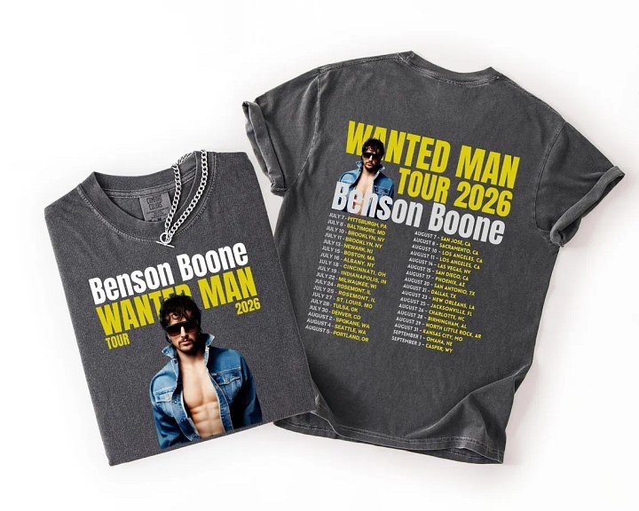 Benson Boone Wanted Man Tour 2026 Shirt, Concert Tour Dates Tee product image (3)