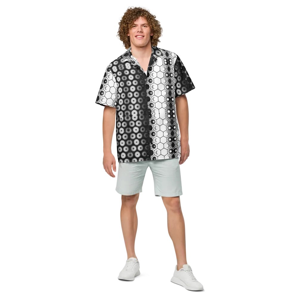 Button Up, Hawaiian Style, Black and White, Shirt product image (7)