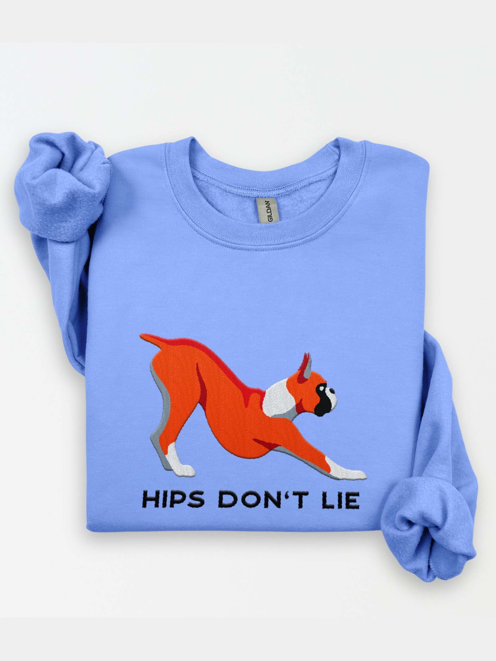 Hips Don't Lie Sweatshirt (Embroidered) of a Boxer(Red, Cropped Ears) product image (2)