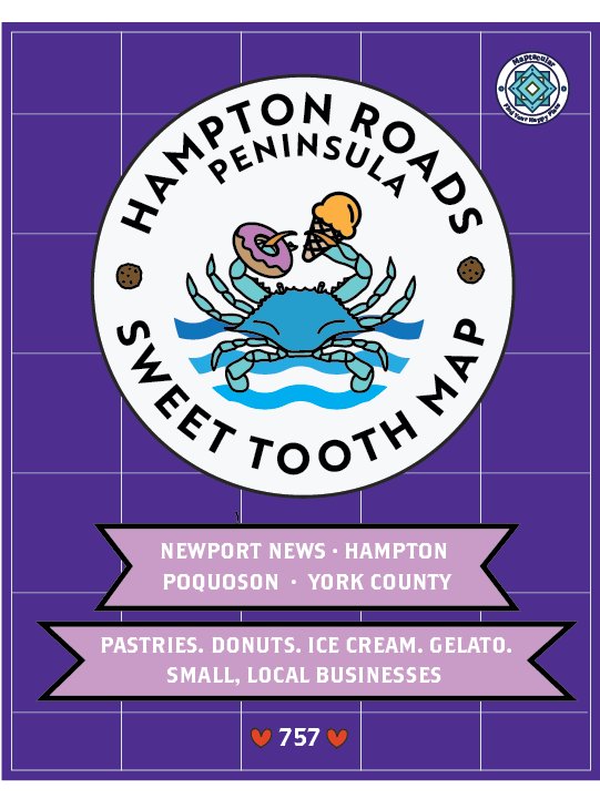 Hampton Roads Peninsula 2025 Sweet Tooth Trail Map - instant digital download product image (1)