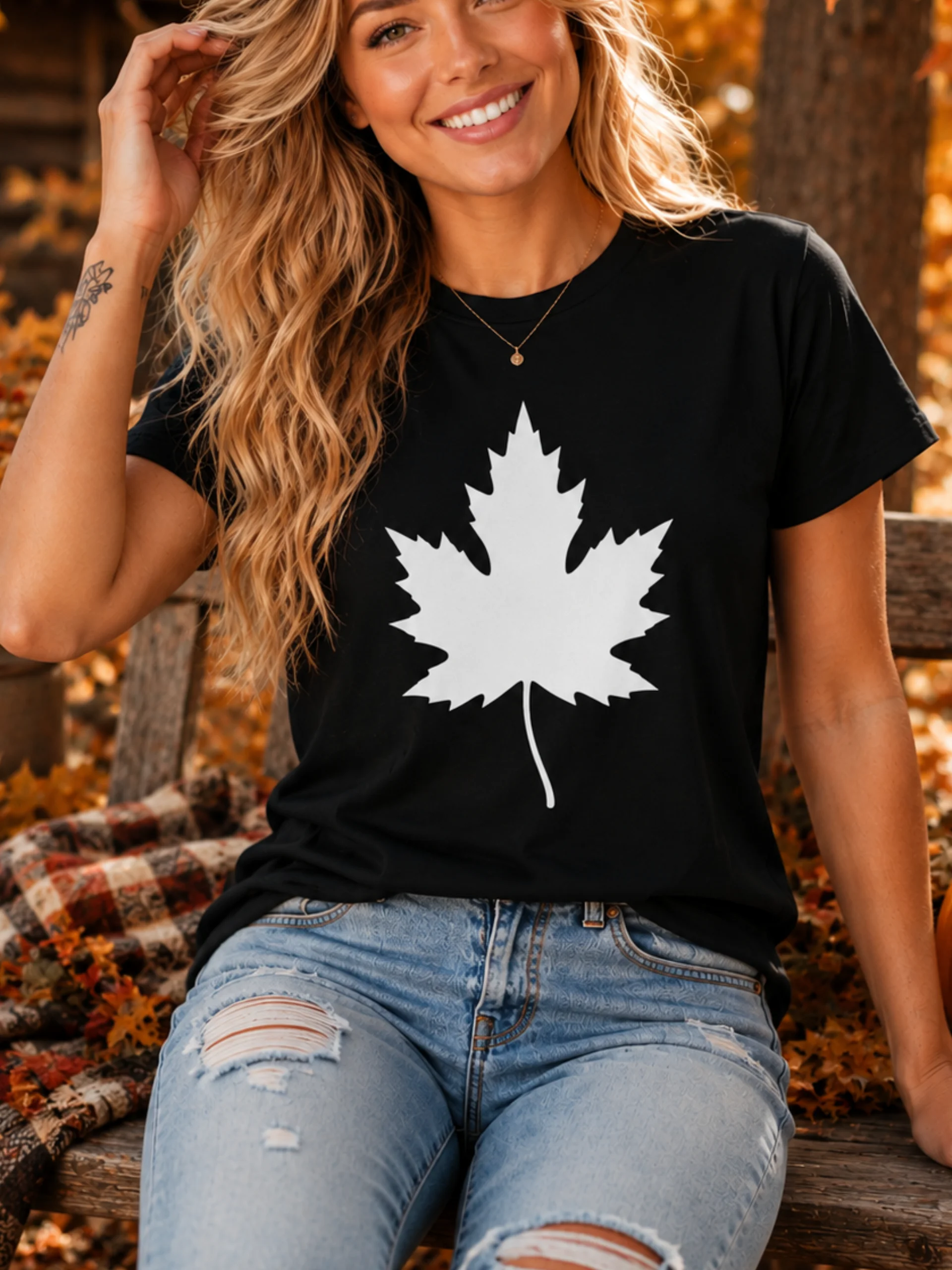 White Maple Leaf Unisex T-Shirt | Minimalist Canada Silhouette Tee product image (1)