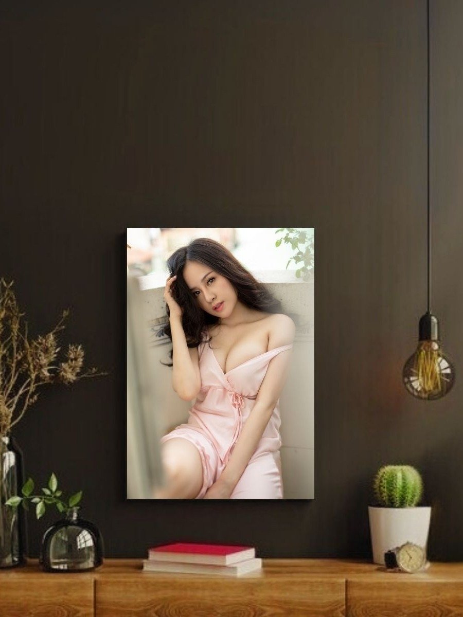 Pink Satin Nightgown Pose – Glossy 8x10 Metal Print product image (2)