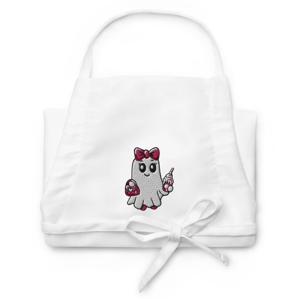 Cute Ghost Embroidered Cooking Apron product image (4)