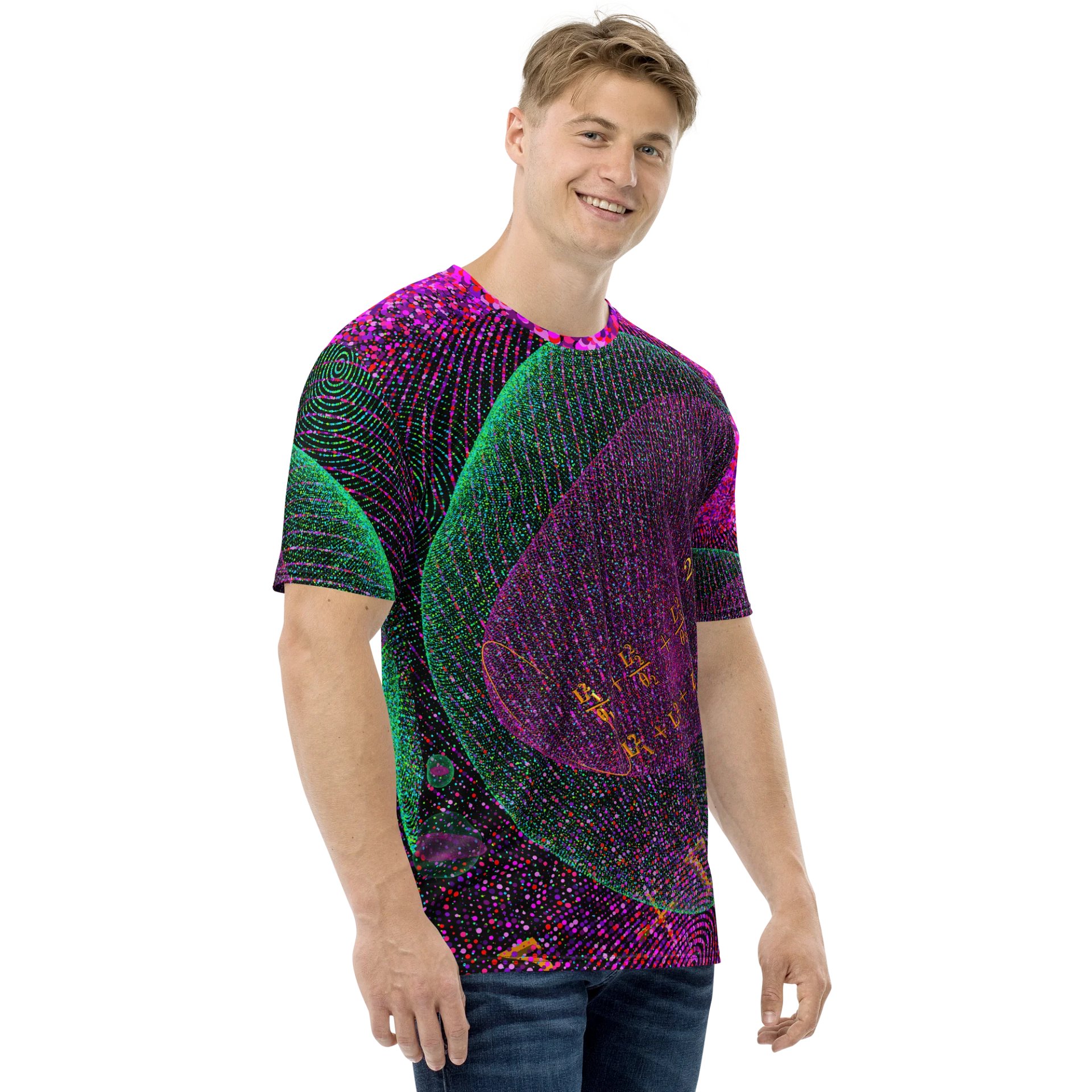 Poinsot's Pixel Spaceship 4 - Physics of the Gyroscope Men's Crew Neck T-Shirt product image (1)