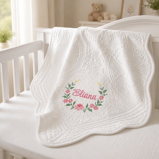 Personalized Baby Quilt: Embroidered Monogrammed Cotton Heirloom product image (1)