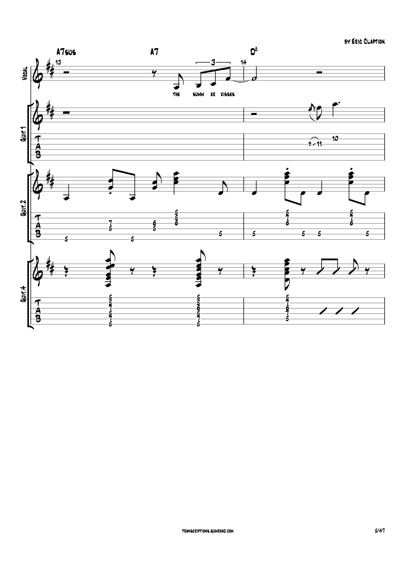 (Transcription PDF) Autumn Leaves - Eric Clapton product image (6)