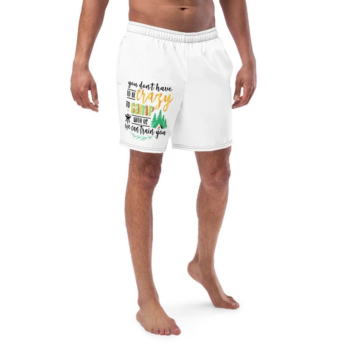 Crazy Camp All-Over Print Swim Trunks product image (1)