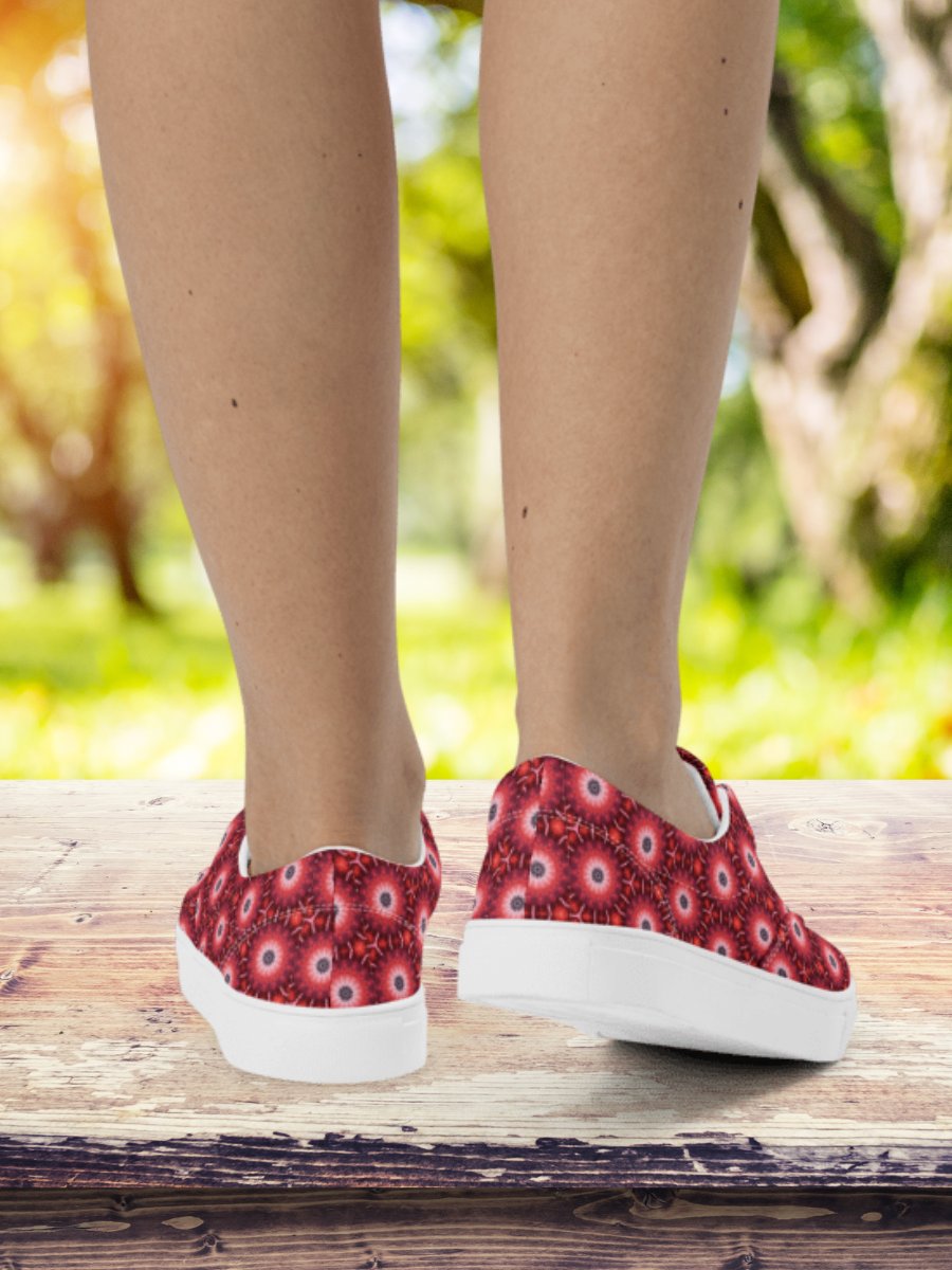 Red Floral Kaleidoscope Women's Canvas Shoes product image (2)