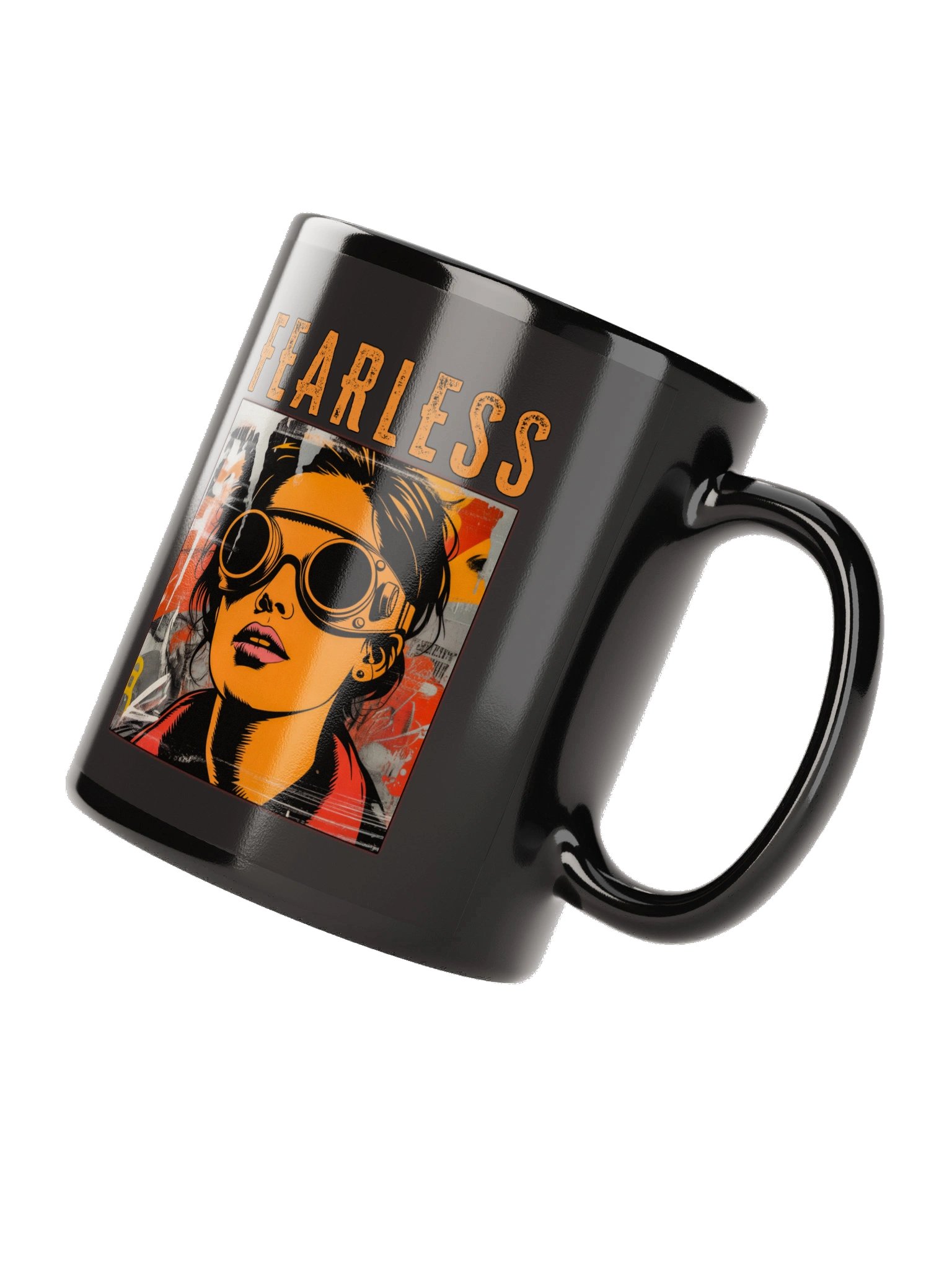 FEARLESS Punk Goggle Graphic Ceramic Mug – Black product image (4)