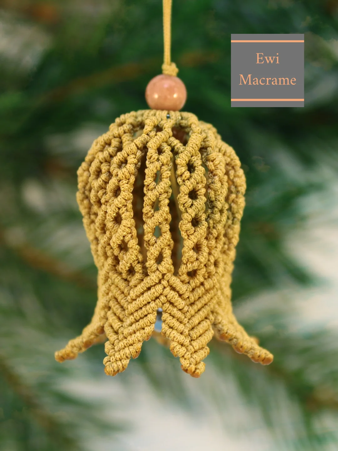 Micro Macrame Christmas Bell – Photo & Video Tutorial product image (8)