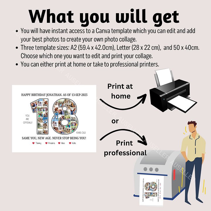 18th Birthday Photo Collage Poster - Canva Template product image (2)