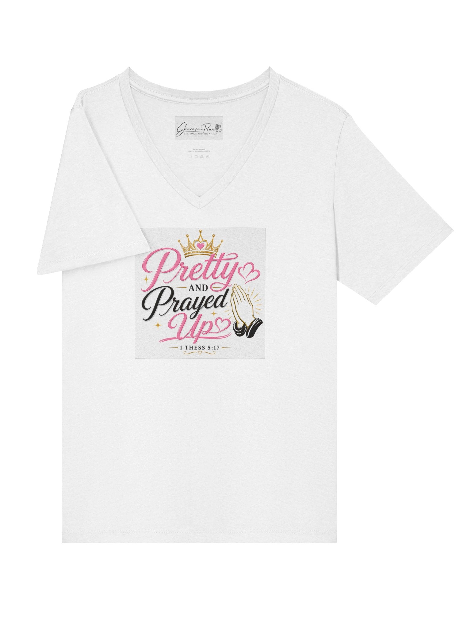 Pretty and Prayed up V-neck-Wite product image (3)