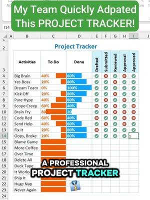 My team adapted this project management system to track activities timely #tiktokadaptationcontest #excel #exceltips #learnontiktok #corporate 