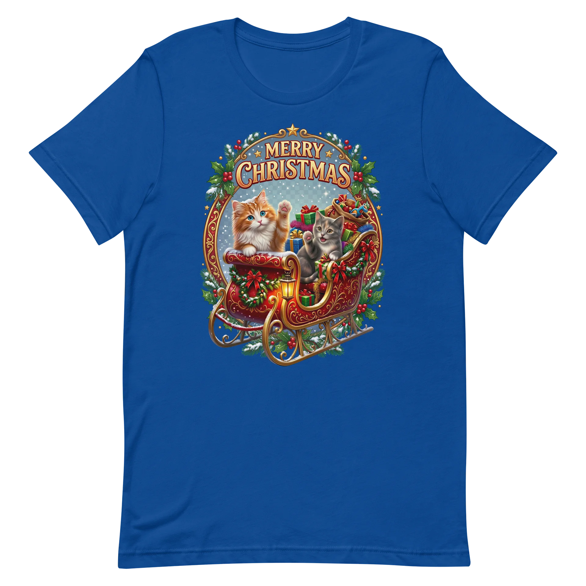 Women's Sleigh Ride Christmas Tshirt Blue product image (2)