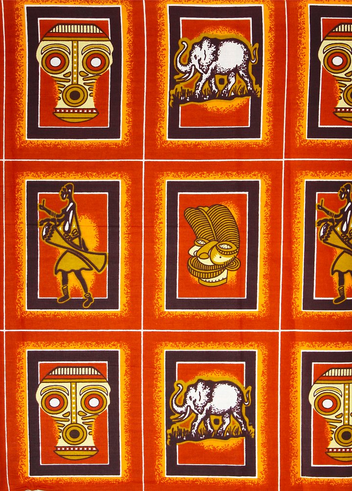 Scampolo Tessuto Wax Print - Design Maschere - 68 cm x 112 cm - cod.596/A product image (1)