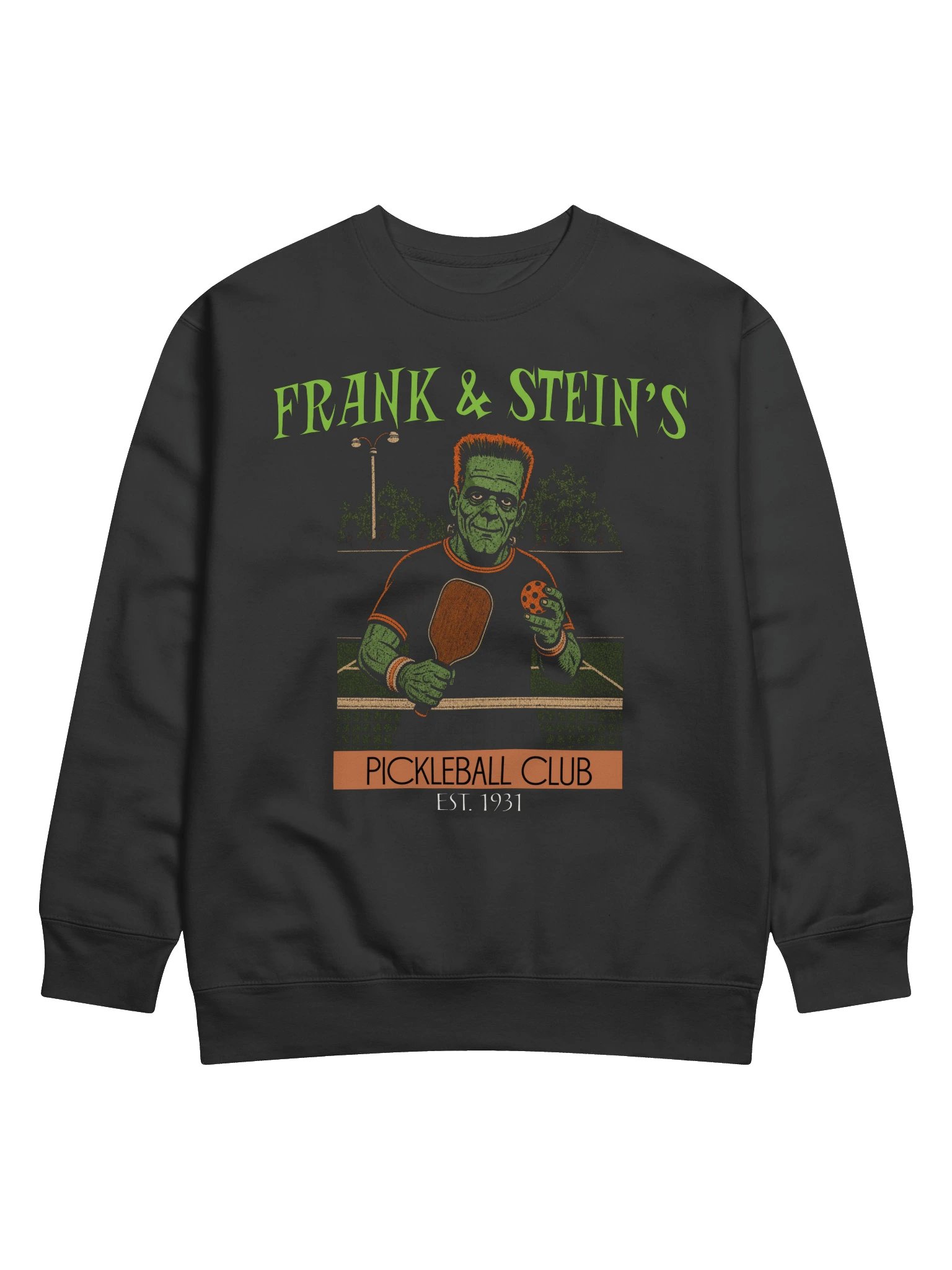 Frank and Stein Halloween Pickleball Sweatshirt | Funny Horror Crewneck product image (1)