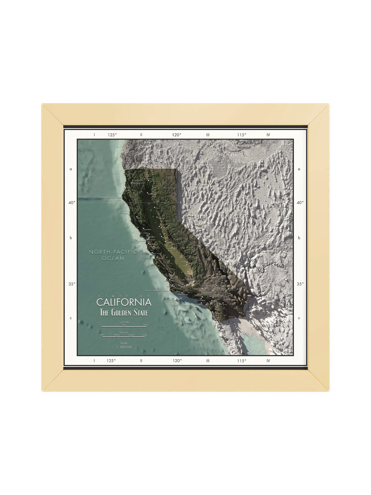 California - Framed High Resolution Map | Knowledgia | Historical Maps ...